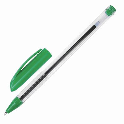 Ручка шариковая масляная BRAUBERG "Rite-Oil", ЗЕЛЕНАЯ, корпус прозрачный, узел 0,7 мм, линия письма