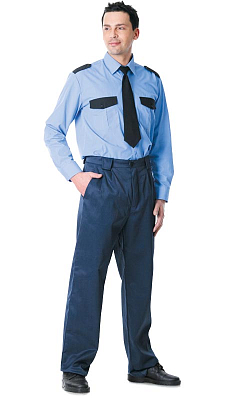 Рубашка охранника с синей отделкой длинный рукав 