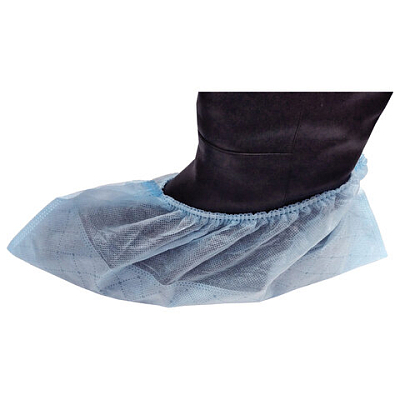 Бахилы из спандбонда с двойной подошвой КОМПЛЕКТ 50 шт. (25 пар), ГЕКСА, 25+40 г/м2, голубые