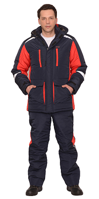 Костюм Сатурн зимний куртка дл.,брюки т.синий с красным и СОП 50 мм