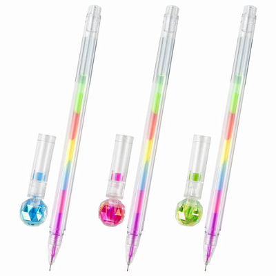 Ручка с топпером гелевая ЮНЛАНДИЯ "Хрустальный шар", ассорти, РАДУЖНЫЕ чернила, игольчатый пишущий у