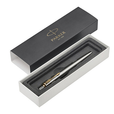 Ручка шариковая PARKER "Jotter Core Stainless Steel GT", корпус серебристый, позолоченные детали, си
