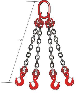 Купить Строп цепной 4СЦ Q=4.25т., L=4м (d=8мм)+укорач крюки