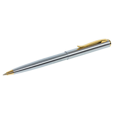 Ручка подарочная шариковая BRAUBERG Maestro, СИНЯЯ, корпус серебристый с золотистым, линия письма 0,