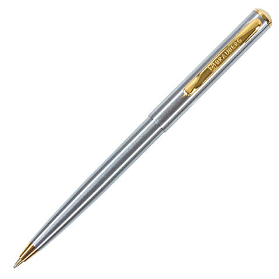 Ручка подарочная шариковая BRAUBERG Maestro, СИНЯЯ, корпус серебристый с золотистым, линия письма 0,