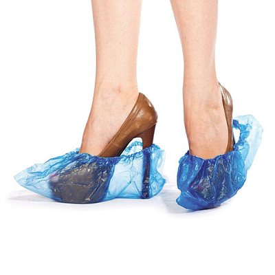 Бахилы КОМПЛЕКТ 100 штук (50 пар) в упаковке, ЭКОНОМ, размер 39х15 см, 20 мкм, 2,5 г, ПНД, LAIMA, 10