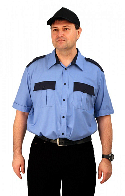 Рубашка охранника с синей отделкой короткий рукав