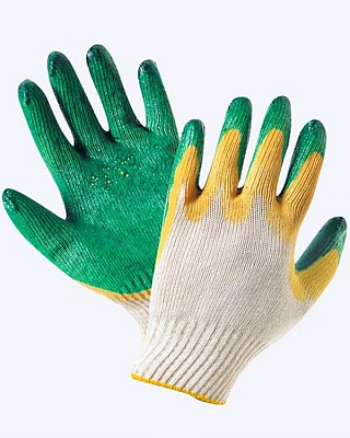 Перчатки рабочие, Перчатки хб с пвх, Защита рук, Купить Перчатки вязаные с 2-м латексным покрытием