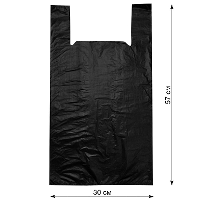 Пакет-майка, чёрный, ПНД, 44×74 см